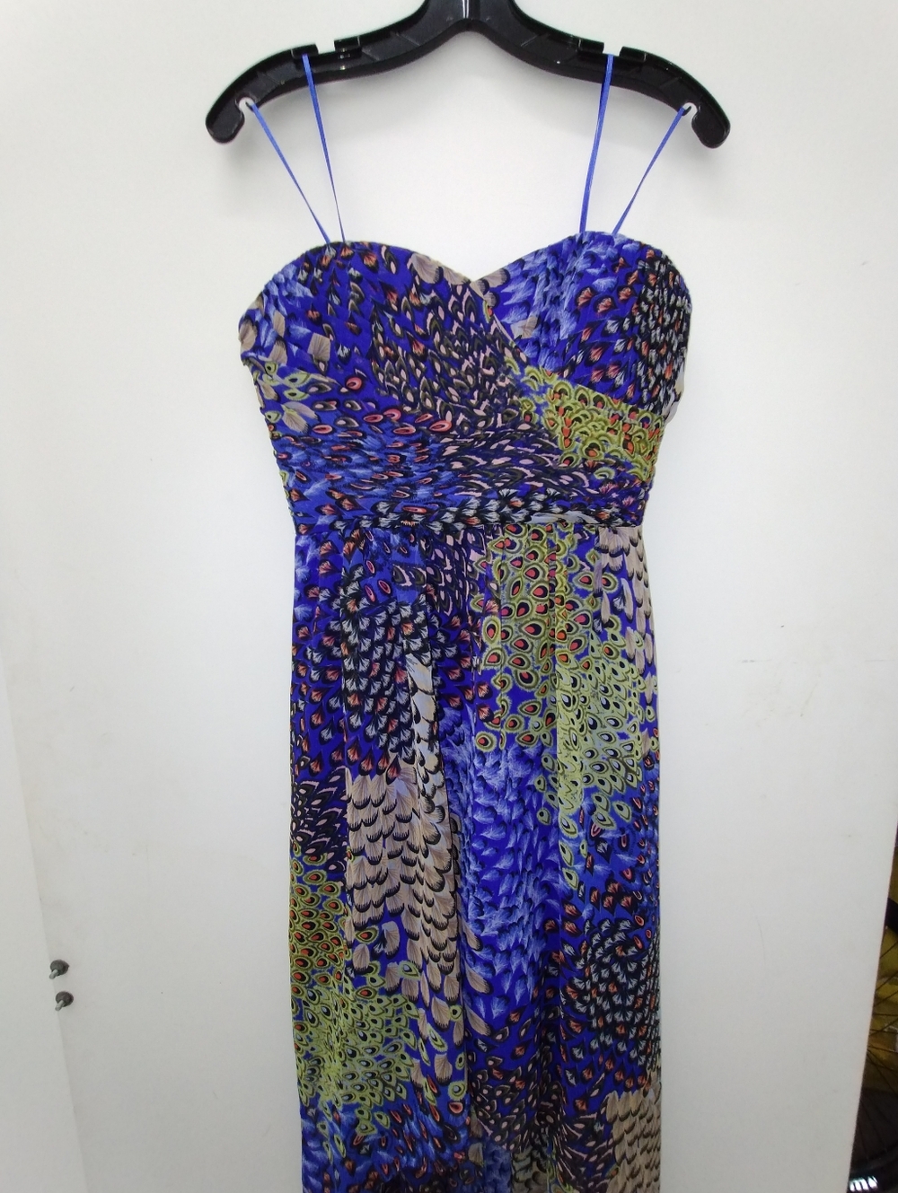 Max & Cleo Colorful Peacock Vibes Strapless High-low Dress
